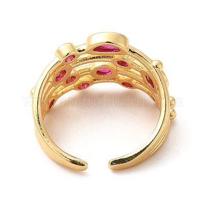 Манжеты из латуни с микро паве кубический цирконий для женщин RJEW-P087-05G-01-1