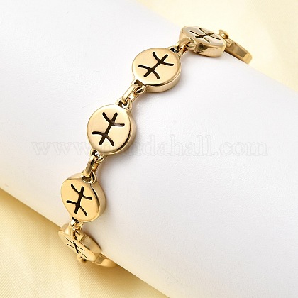 12 Bracciale A Catena Con Maglie In Acciaio Inossidabile 304 Con Costellazioni Placcatura Ionica Ip Per Le Donne Rotondo E Piatto