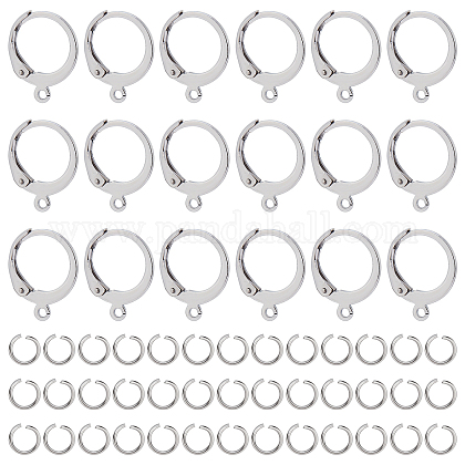 DICOSMETIC 100pcs 304 Stainless Steel Round Huggies Earring Hooks Leverback Ear Hooks Circle Ear Wires with 100pcs Open Jump Rings for Earring Jewelry Making STAS-DC0004-04-1