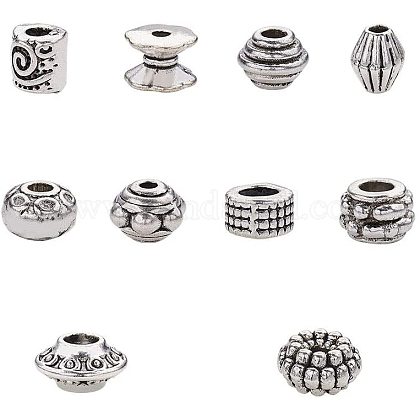 PH PandaHall 500pcs 10 Style Silver Spacer Beads Jewelry Bead Charm Tibetan Metal Spacers for Jewelry Bracelets Necklace Making TIBEB-PH0004-46AS-1