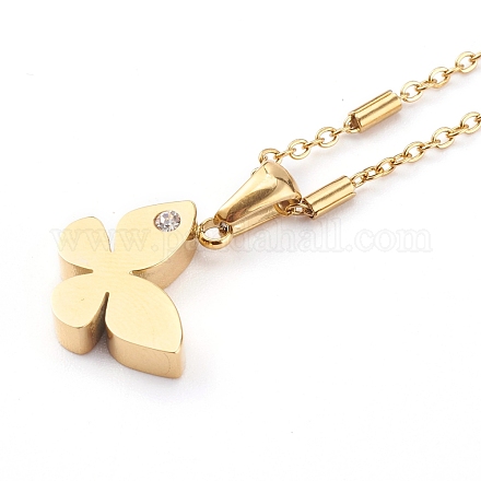 304 Stainless Steel Butterfly Pendant Necklaces NJEW-JN03351-04-1