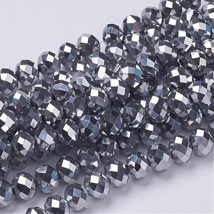 Chapelets de perles en verre électroplaqué GR7X10MMY-S-1