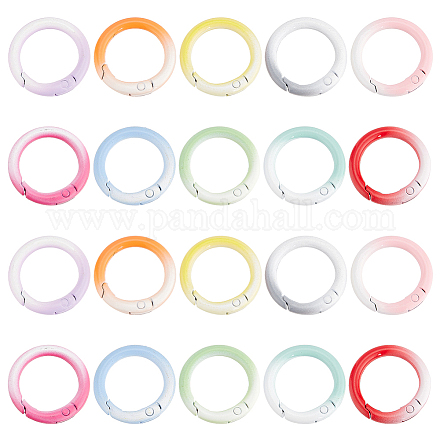 Pandahall elite 20 pièces 10 couleurs dégradé couleur en alliage de zinc anneaux de porte à ressort FIND-PH0017-34-1