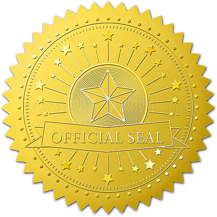 自己接着金箔エンボスステッカー  メダル装飾ステッカー  星の模様  5x5cm DIY-WH0211-177-1