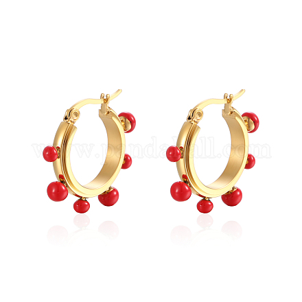 Stainless Steel with Pearl Hoop Earrings for Women PQ6700-1-1