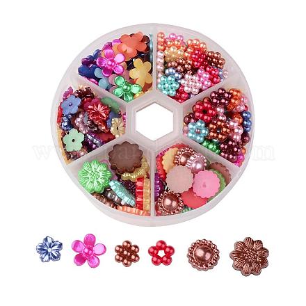 Mixed Style Flower Acrylic Pearl Cabochons MACR-X0015-B-1