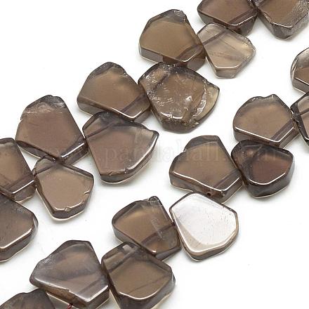 Chapelets de perles de quartz fumées naturelles G-R424-10-1