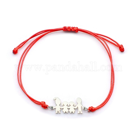 Verstellbare Armbänder aus geflochtenen Perlen aus gewachster Kordel STAS-N090-JA710-1-1
