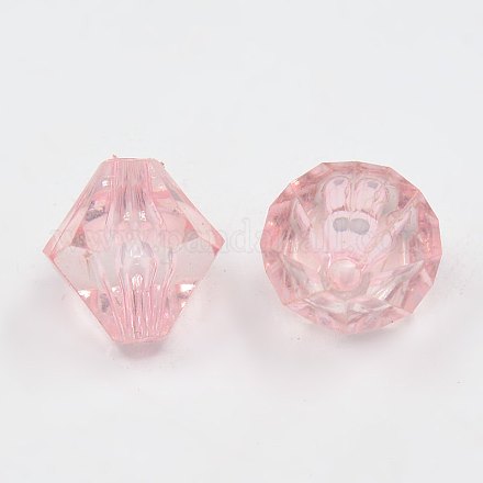 Faceted Bicone Transparent Acrylic Beads DBB14MM02-1