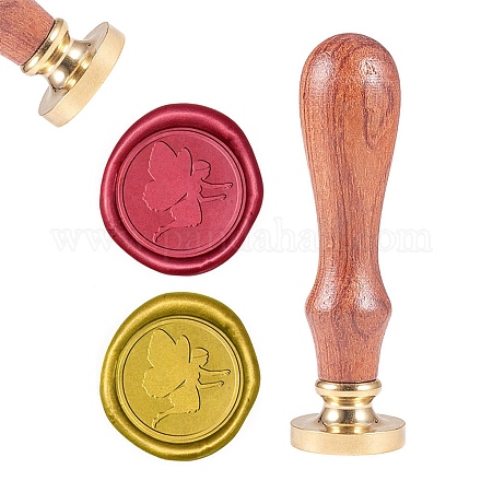 CRASPIRE Wax Seal Stamp Elves Vintage Sealing Wax Stamps 25mm Removable Brass Head Sealing Stamp with Wooden Handle for Halloween Wedding Invitations Christmas Xmas Thanksgiving Party Gift Wrap AJEW-WH0100-065-1