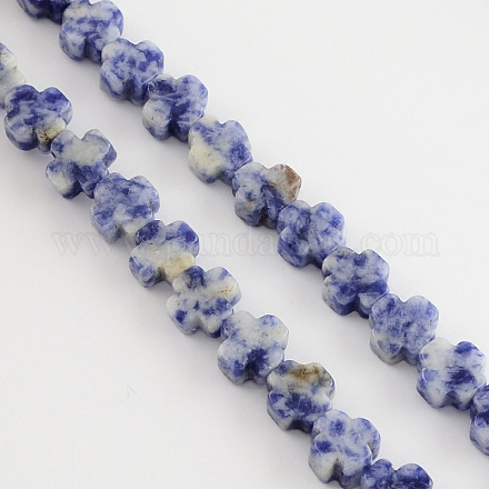 Fili di perle di diaspro macchia blu naturale G-R182-10-1