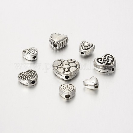 Cardiaques mixte perles en alliage de style tibétain TIBEB-X0038-AS-LF-1