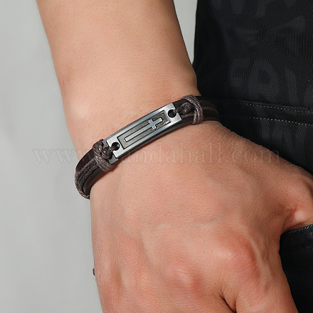 Rectangle en alliage avec bracelet à maillons croisés BJEW-C037-01B-1