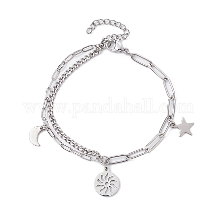Sun & Moon & Star Charm Bracelets BJEW-JB09844-1