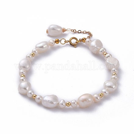Natürliche Barockperlen Keshi Perlen Perlen Armbänder BJEW-JB05266-01-1