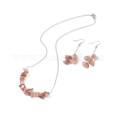 Set di gioielli con perline in agata rossa naturale SJEW-JS01231-04-1