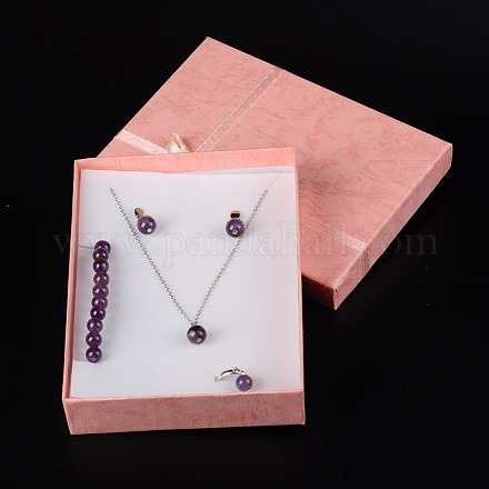 Boîtes en carton à bijoux avec fleur (couleur aléatoire) et éponge à l'intérieur CBOX-R023-4-1