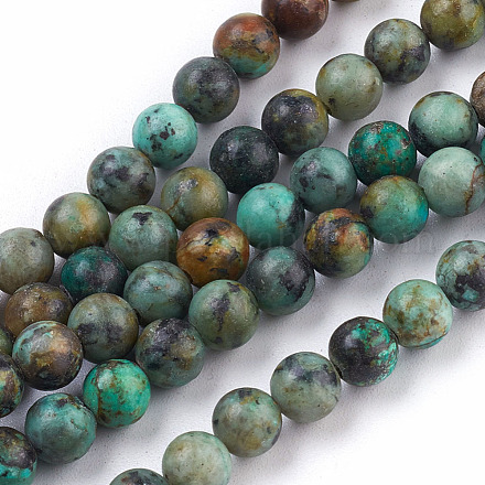 Brins de perles turquoises africaines naturelles (jaspe) X-TURQ-G037-6mm-1