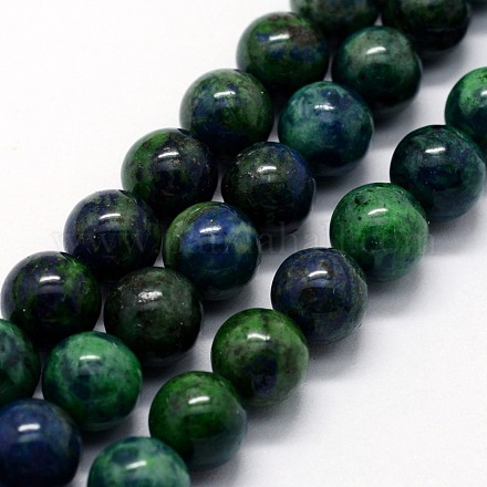 Natural Chrysocolla and Lapis Lazuli Beads Strands G-I199-37-8mm-1