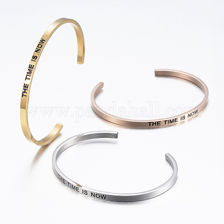 Bracelet manchette d'inspiration en 304 acier inoxydable BJEW-K173-12-1