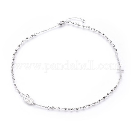 304 Stainless Steel Beaded Necklaces NJEW-F240-12P-1