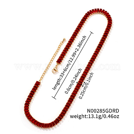 Женские теннисные ожерелья с прямоугольными кубическими цирконами из латуни&nbsp;PW2283-4-1