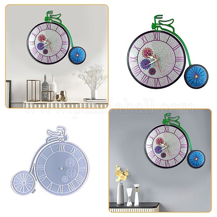 Stampi in silicone alimentare per decorazione da parete con orologio da penny farthing SIMO-PW0001-415A-1