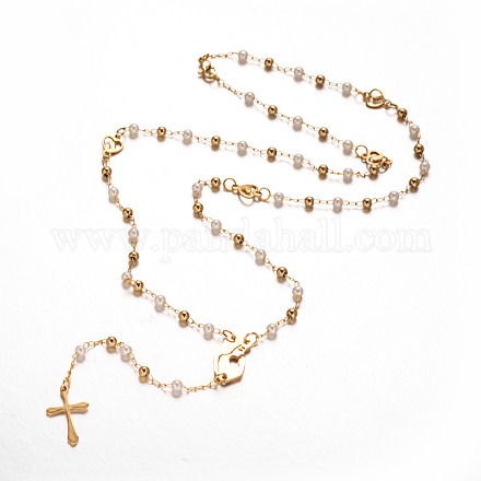 304 Edelstahl Rosenkranz Perlenketten aus rostfreiem NJEW-L414-07-1