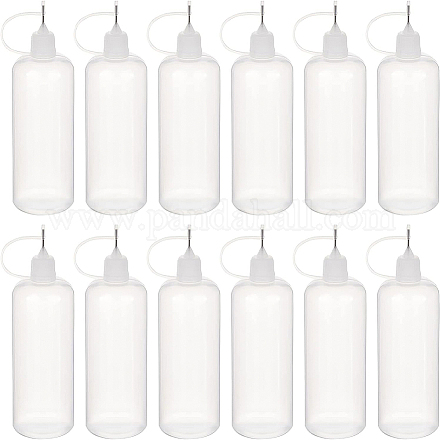Benecreatプラスチック接着剤ボトル  スチールピンと  透明  14.5x4.2cm  容量：120ミリリットル  12個/セット DIY-BC0009-16C-1
