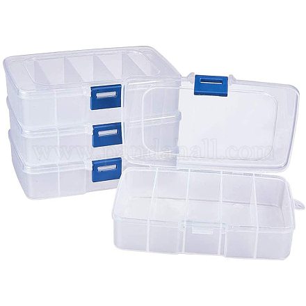 Pandahall 1 set contenitori di perline di plastica scatole di plastica trasparenti contenitori di perline rettangolari per contenitori di gioielli 14x9x3.5 cm CON-PH0001-35-1