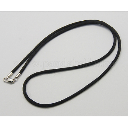 ネックレス作りにナイロンコード  スターリングシルバークラスプ付  ブラック  長さ約16インチ  ワイヤーコード：直径約2mm X-R27RD012-1