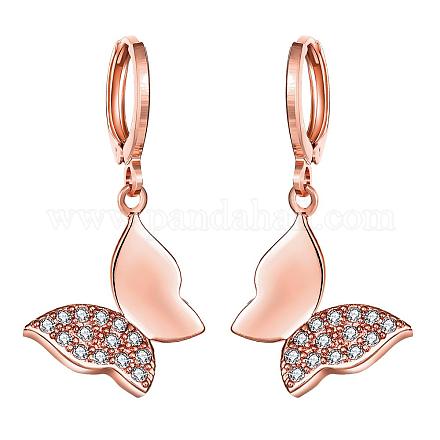 Parfait laiton papillon design zircone cubique pendentif boucles d'oreilles EJEW-BB05754-01RG-1