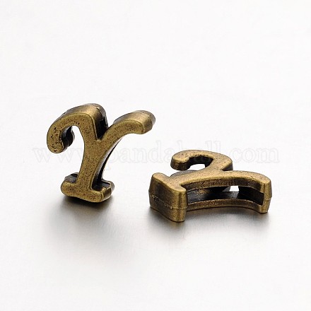 Tibetan Style Antique Bronze Plated Alloy Letter Slide Charms PALLOY-J542-Y-NF-1