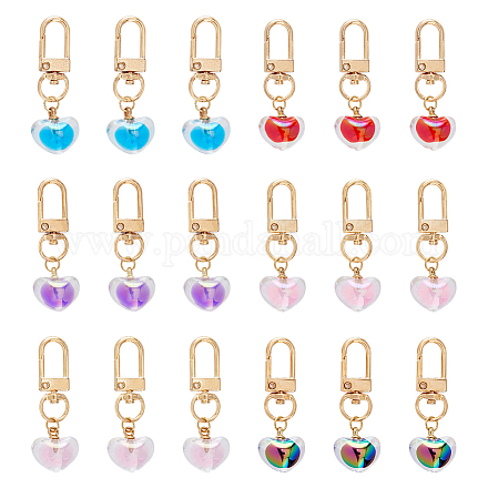18Pcs 6 Colors AB Color Bead in Bead Style Acrylic Heart Pendant Decorations HJEW-PH01623-1