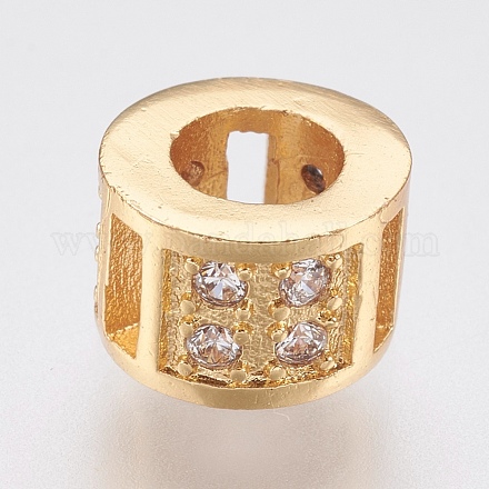 Brass Micro Pave Cubic Zirconia European Beads ZIRC-F083-098G-RS-1