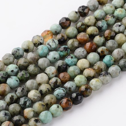 Brins de perles turquoises africaines naturelles (jaspe) G-H050-4mm-1