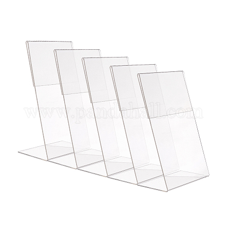 アクリルサインホルダースタンド  L字型テーブルカードディスプレイ  長方形  透明  9.95x5.05x15.35cm ODIS-WH0005-10-1