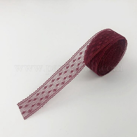 非弾性レースリボントリム  縫製用  ギフトパッケージラッピング  フラワーデザイン  暗赤色  5/8インチ（16mm）  10 m /ロール OCOR-WH0033-63E-1
