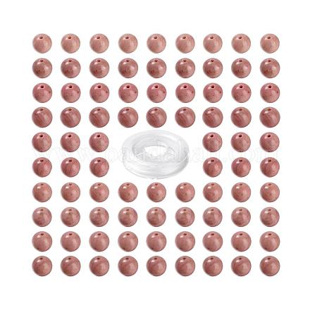 100個8mmグレードaaaナチュラルロードナイトラウンドビーズ  10mの弾性水晶糸付き  DIYストレッチブレスレット作成キット用  8mm  穴：0.8mm DIY-LS0002-65-1