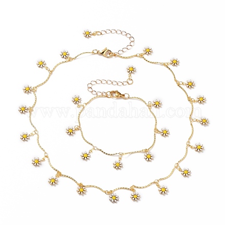 Daisy Charms Alloy Enamel Jewelry Sets SJEW-JS01155-1
