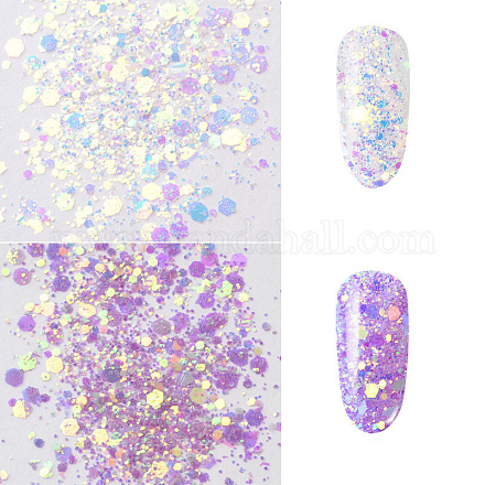 ネイルアート用品レーザーオーロラカラーグリッター  マニキュアスパンコール  キラキラネイルスパンコール  青紫色  約1G /ボックス MRMJ-T009-005A-1