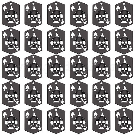 Sunnyclue 1 caja de 30 piezas de Halloween estilo gótico encantos negros cráneo encanto cabeza de esqueleto poker as espadas naipes huecos aleación de metal encantos para hacer joyas encanto diy collar pendientes suministros PALLOY-SC0004-10-1