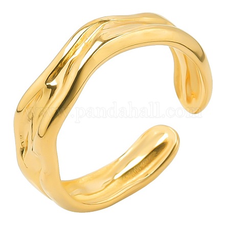 201 anillo de puño abierto de onda torcida de acero inoxidable para mujer FIND-PW0004-56G-1