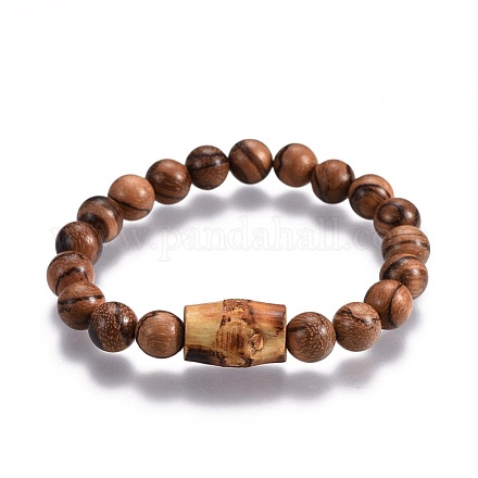 Men's Wood Beads Stretch Bracelets BJEW-JB04121-02-1