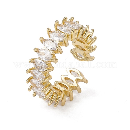 Rack Plating Brass Cubic Zirconia Cuff Rings for Women RJEW-M145-21G-B-1
