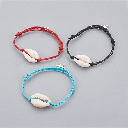 Bracelets en corde de coton ciré en peau de vache BJEW-JB04082-1