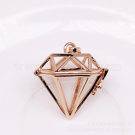 Brass Bead Cage Pendants BECA-PW0001-06A-1