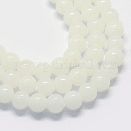 Chapelets de perles rondes en verre imitation jade peint DGLA-Q021-12mm-01-1