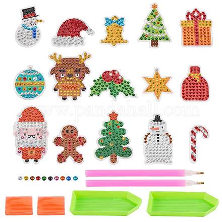 2 Sets 2 Stil Weihnachtsthema DIY Diamant Malerei Aufkleber Kits für Kinder DIY-SZ0003-42-1