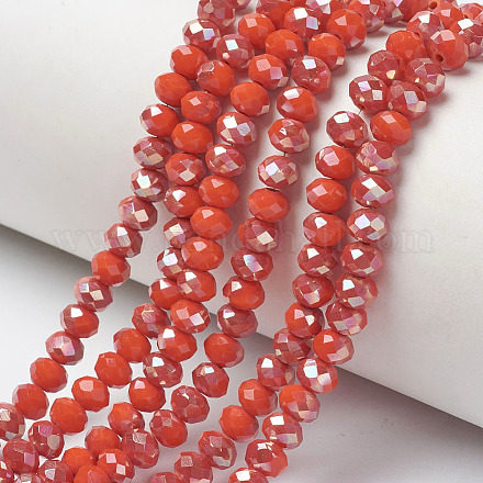 Electroplate Opaque Solid Color Glass Beads Strands EGLA-A034-P4mm-J07-1
